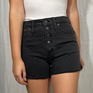 Madewell High Waisted Button Fly Shorts in Black